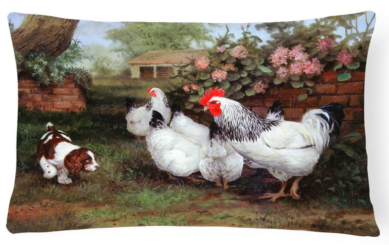 Chickens, Hens and Puppy Fabric Decorative Pillow HEH0003PW1216