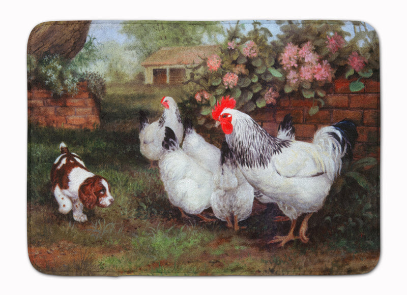 Chickens, Hens and Puppy Machine Washable Memory Foam Mat HEH0003RUG