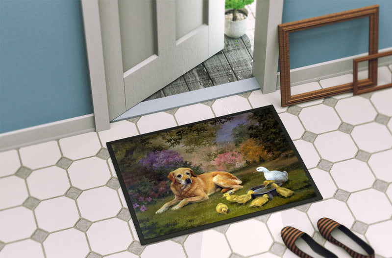 Yellow Labrador and Chicks Indoor or Outdoor Mat 24x36 HEH0096JMAT