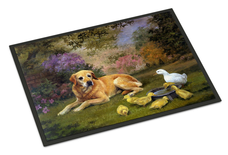 Yellow Labrador and Chicks Indoor or Outdoor Mat 24x36 HEH0096JMAT