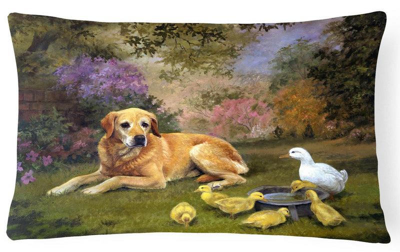 Yellow Labrador and Chicks Fabric Decorative Pillow HEH0096PW1216