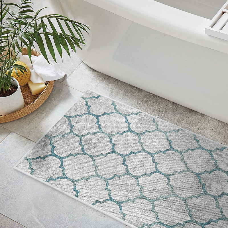 Geometric Design Multipurpose Floor Mat | 20"x31" | Gray&Teal
