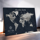 Personalized World Map Canvas – Custom Framed Push Pin