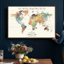 Detailed Custom World Map Print – Framed Custom Push Pin