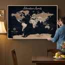 Personalized Blue World Map Canvas – Custom Framed Push Pin