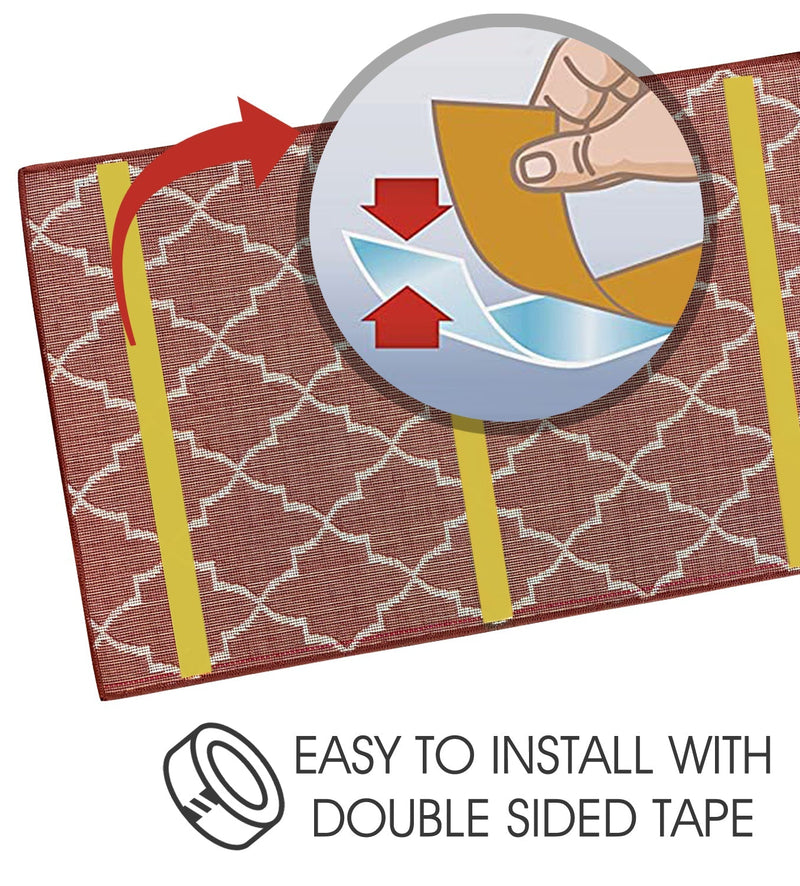 Sussex Home, Landing Rug, Slip Resistant Indoor Carpets Includes Adhesive Tape 2' x 3'-Trellisville Collection |Red&White
