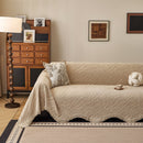 Wavy Wave Pattern Woven Couch Cover with Fringe Tassel, Soft Furniture Cover Protector