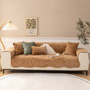 Soft Furry Velvet Plush Non-Slip Sofa Cover Quilted Palm Leaves Sectional Couch Cover for Kids and Pets