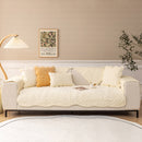 Soft Furry Velvet Plush Non-Slip Sofa Cover Quilted Palm Leaves Sectional Couch Cover for Kids and Pets