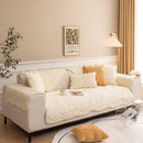 Soft Furry Velvet Plush Non-Slip Sofa Cover Quilted Palm Leaves Sectional Couch Cover for Kids and Pets