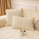 Soft Furry Velvet Plush Non-Slip Sofa Cover Quilted Palm Leaves Sectional Couch Cover for Kids and Pets