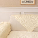 Soft Furry Velvet Plush Non-Slip Sofa Cover Quilted Palm Leaves Sectional Couch Cover for Kids and Pets