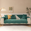 Soft Furry Velvet Plush Non-Slip Sofa Cover Quilted Palm Leaves Sectional Couch Cover for Kids and Pets