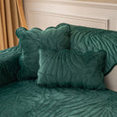 Soft Furry Velvet Plush Non-Slip Sofa Cover Quilted Palm Leaves Sectional Couch Cover for Kids and Pets