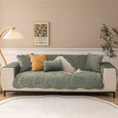 Soft Furry Velvet Plush Non-Slip Sofa Cover Quilted Palm Leaves Sectional Couch Cover for Kids and Pets