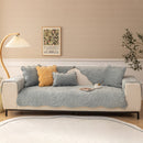 Soft Furry Velvet Plush Non-Slip Sofa Cover Quilted Palm Leaves Sectional Couch Cover for Kids and Pets