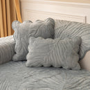 Soft Furry Velvet Plush Non-Slip Sofa Cover Quilted Palm Leaves Sectional Couch Cover for Kids and Pets