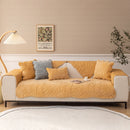 Soft Furry Velvet Plush Non-Slip Sofa Cover Quilted Palm Leaves Sectional Couch Cover for Kids and Pets