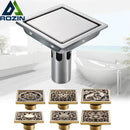 GobekUsa Antique Brass Shower Floor Drain 10cm Square Waste Strainer Cover Grate