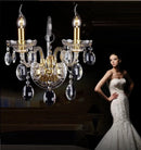 GobekUsa K9 Crystal Gold Wall Lamp with LED Bulbs & Lampshades, Luxury Bedside Light