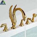 GobekUsa Golden Swan Bathtub Faucet Set with Brass Hand Shower.