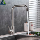 GobekUsa Brushed Nickel Kitchen Faucet Swivel Spout Single Lever Mixer Tap