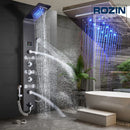 GobekUsa Black LED Waterfall Rain Shower Panel with Massage Sprayer and Bidet Tap