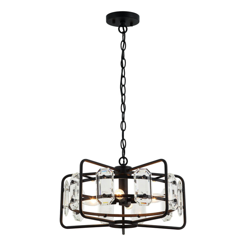 4-Light Golden or Black Modern Crystal Island Pendant Light