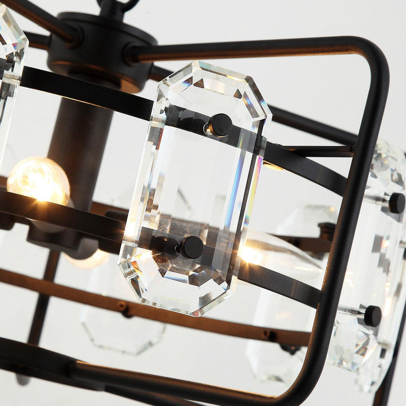4-Light Golden or Black Modern Crystal Island Pendant Light