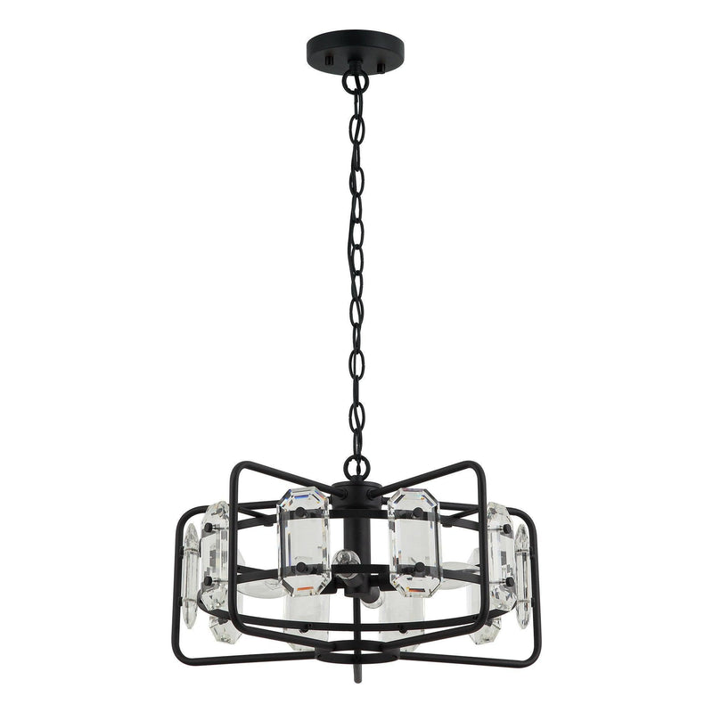 4-Light Golden or Black Modern Crystal Island Pendant Light