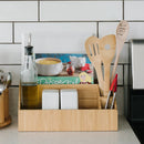 Bamboo Desk Organizer & Charging Station - All-In-One Office Storage Caddy for Tablets, Stationery, and Makeup by MobilevisionUS