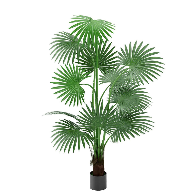 5.8' Artificial Palm Tree in Pot Indoor Ornament Green Plant with 12 Decorative Leaves, Green