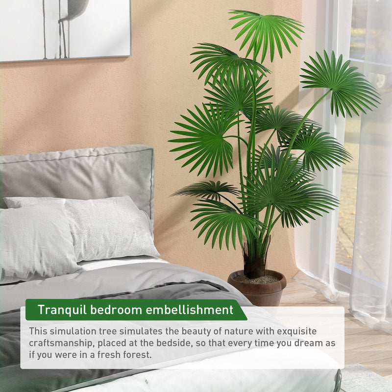 5.8' Artificial Palm Tree in Pot Indoor Ornament Green Plant with 12 Decorative Leaves, Green