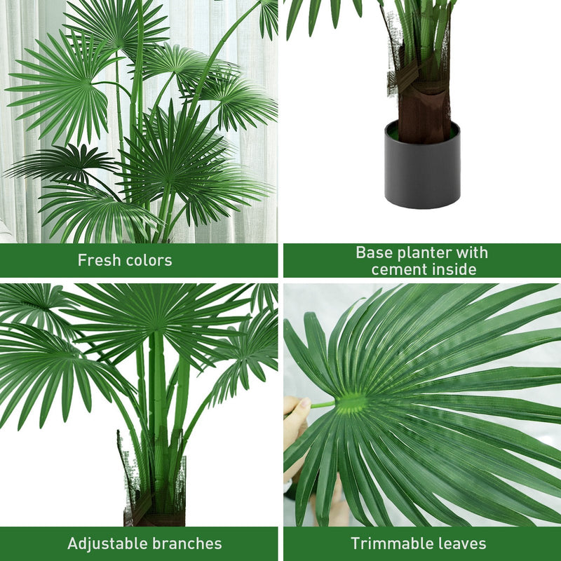 5.8' Artificial Palm Tree in Pot Indoor Ornament Green Plant with 12 Decorative Leaves, Green