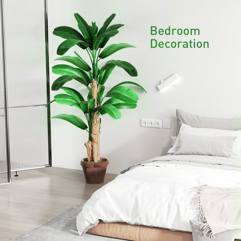 6.2' Artificial Banana Tree in Pot Indoor Ornament Green Plant with Decorative Leaves, Green