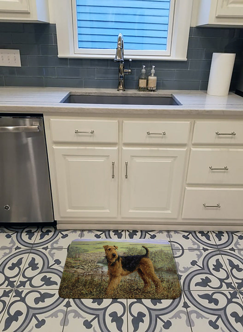 Airedale Terrier The Kings Country Machine Washable Memory Foam Mat HMHE0245RUG