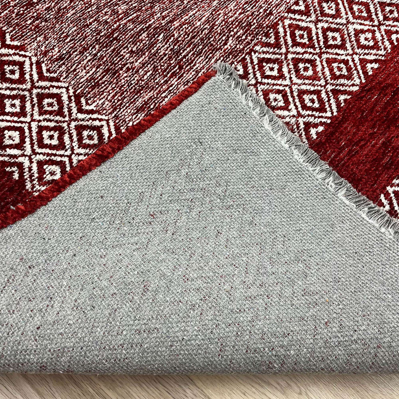 Alfa Rich Red Burgundy Washable Area Rugs for Living Room Bedroom Kitchen Dining Cotton Rug