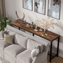Console Table, Extra Long Narrow Sofa Table with Industrial Metal Frame