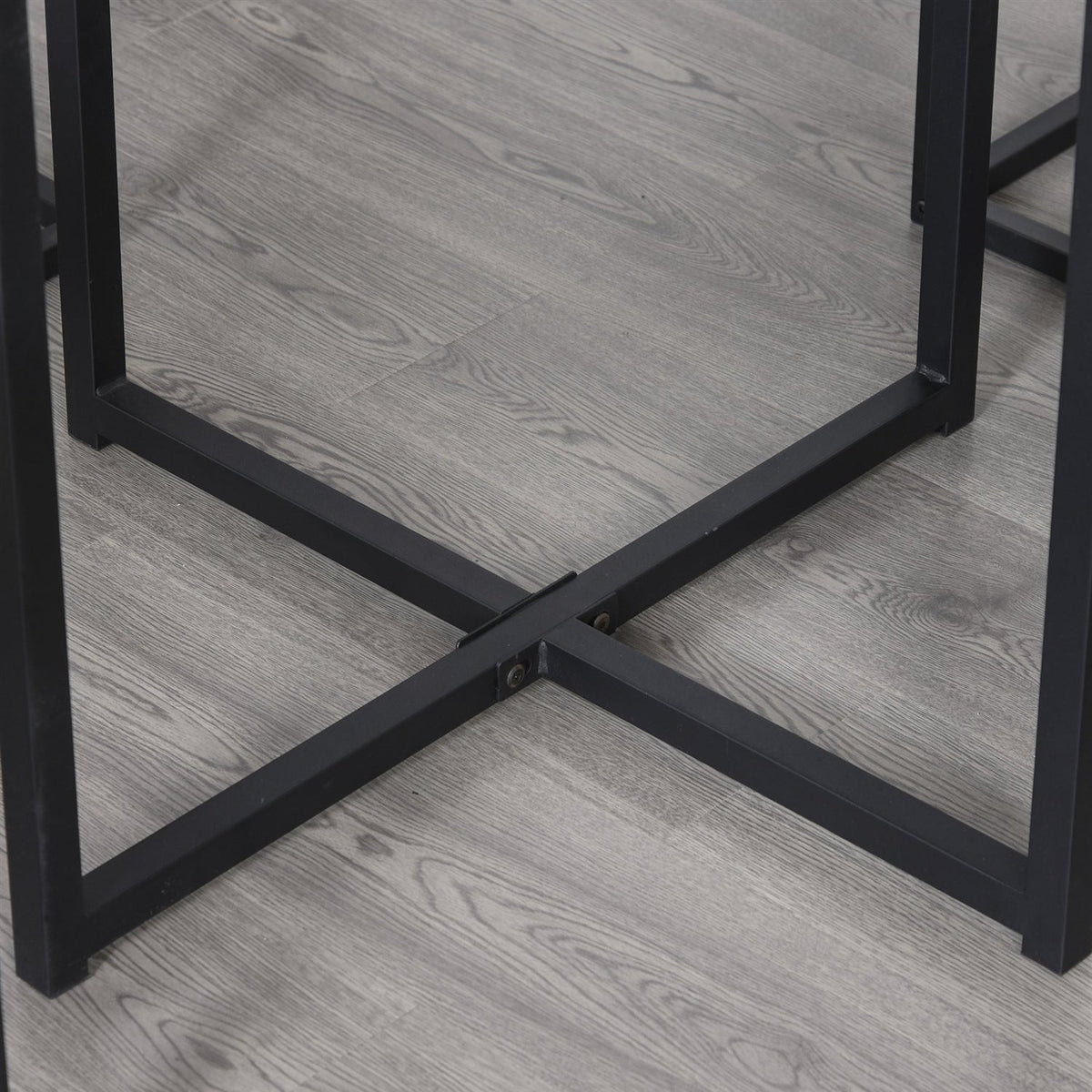 Farmhouse 5 Piece Square Walnut Wood Steel Kitchen Dining Set, photo 5 of 5