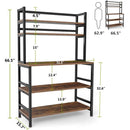 5-Tier Kitchen Baker's Rack with Hutch, Industrial Microwave Stand & Utility Storage Shelf