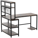 Reversible L-Shaped Computer Desk, 55" with Wireless Charging & 5-Shelf Bookcase