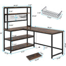 Reversible L-Shaped Computer Desk, 55" with Wireless Charging & 5-Shelf Bookcase