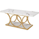 Rectangle Coffee Table with Faux Marble Top, 47.24"