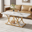 Rectangle Coffee Table with Faux Marble Top, 47.24"