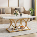 Rectangle Coffee Table with Faux Marble Top, 47.24"