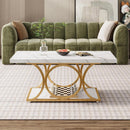 Rectangle Coffee Table with Faux Marble Top, 47.24"