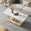 Rectangle Coffee Table with Faux Marble Top, 47.24"