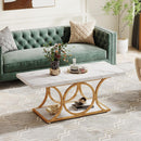 Rectangle Coffee Table with Faux Marble Top, 47.24"