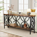 2-Tier Console Table, 70.9" Industrial Sofa Table Behind Couch