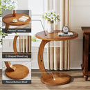 C-Shaped Side Table, Round Sofa End Table for Living Room